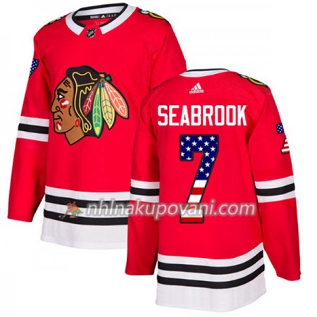 Chicago Blackhawks Dresy Brent Seabrook 7 2017-2018 USA Flag Fashion Černá Adidas Authentic - Pánské
